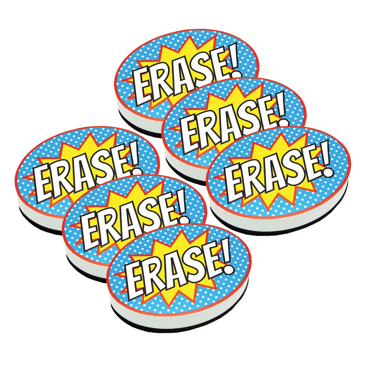 Ashley Productions Superhero Erase! Magnetic Whiteboard Eraser, 6ct.